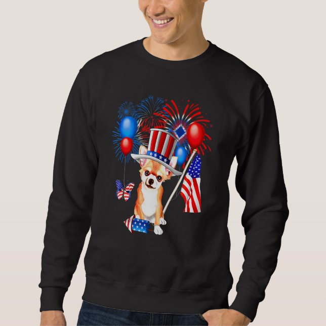 4th Of July Uncle Sam Chihuahua American Flag Wome Sweatshirt (Front)
