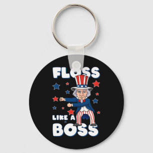 4th Of July Uncle Sam Floss Like A Boss Boys Kids  Key Ring