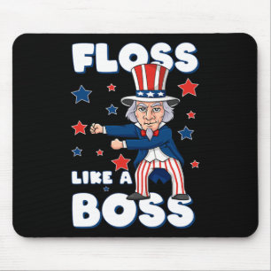4th Of July Uncle Sam Floss Like A Boss Boys Kids  Mouse Pad