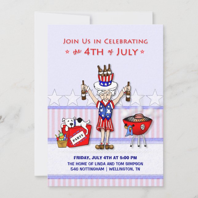 4th of July - Uncle Sam Party BBQ Invitation (Front)