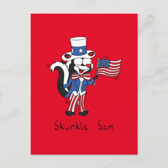 4th of July Uncle Sam Skunk Funny Postcard (Front)