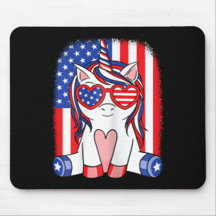 4th Of July Unicorn American Flag Patriotic Women Mouse Pad