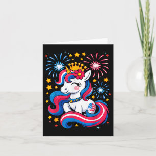 4th Of July Unicorn Girls Kids Toddler Cute Americ Card