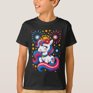 4th Of July Unicorn Girls Kids Toddler Cute Americ T-Shirt