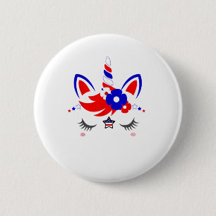 4th of July Unicorn Top Funny Cute Patriotic Women 6 Cm Round Badge