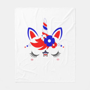 4th of July Unicorn Top Funny Cute Patriotic Women Fleece Blanket