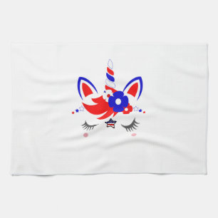 4th of July Unicorn Top Funny Cute Patriotic Women Tea Towel