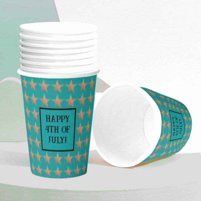 4th of July Unique Copper and Turquoise  Paper Cups (Creator Uploaded)