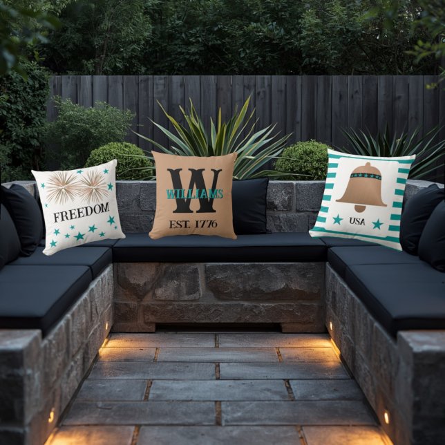 4th of July Unique Rustic Copper & Turquoise  Cushion (Creator Uploaded)