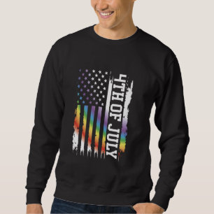 4Th Of July United States Distressed Rainbow w US Sweatshirt