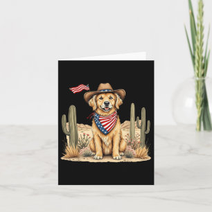 4th Of July Us American Cowboy Dog Patriotic Weste Card