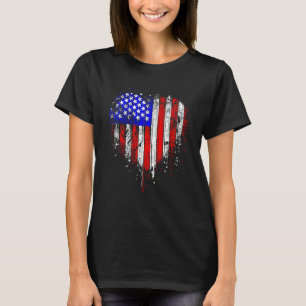 4th Of July Us American Flag Heart For Independenc T-Shirt