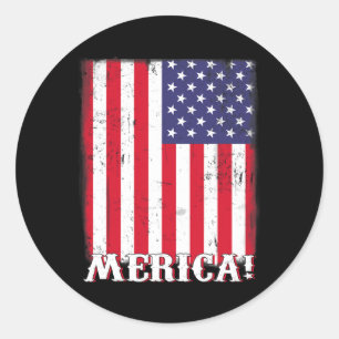 4th Of July US American Flag Patriotic  Classic Round Sticker