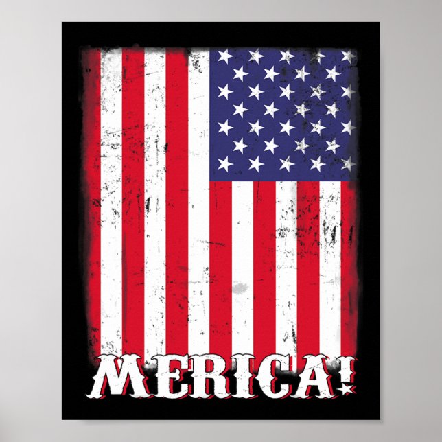 4th Of July US American Flag Patriotic  Poster (Front)