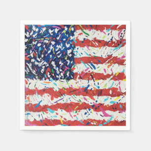 4th of July US Confetti Flag Cocktail Napkins