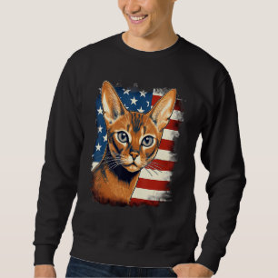 4th Of July US Flag Abyssinian Cat 1 Sweatshirt