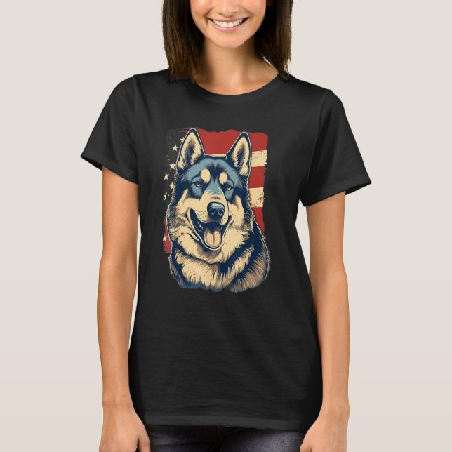 4th Of July US Flag Akita Dog T-Shirt (Front)