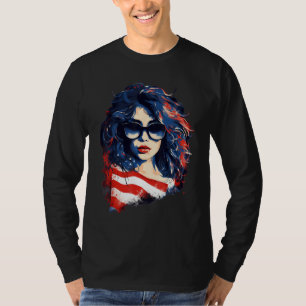 4th Of July US Flag American Girl T-Shirt