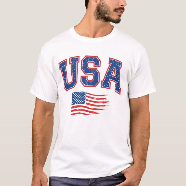 4th Of July US Flag American T-Shirt (Front)