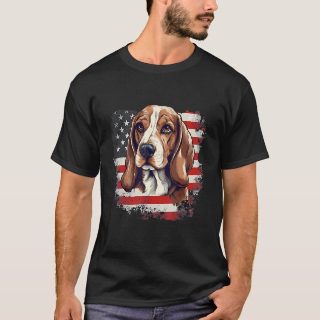 4th Of July US Flag Beagle Dog 2 T-Shirt (Front)