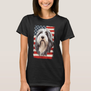 4th Of July US Flag Bearded Collie Dog T-Shirt