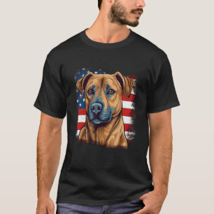 4th Of July US Flag Black Mouth Cur Dog T-Shirt
