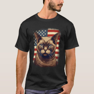 4th Of July US Flag Burmese Cat 1 T-Shirt