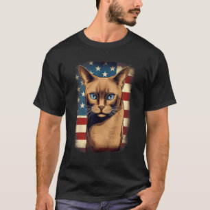 4th Of July US Flag Burmese Cat T-Shirt