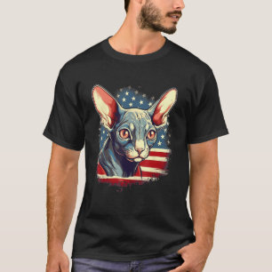 4th Of July US Flag Cornish Rex Cat T-Shirt