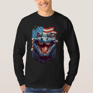 4th Of July US Flag Crocodile T-Shirt