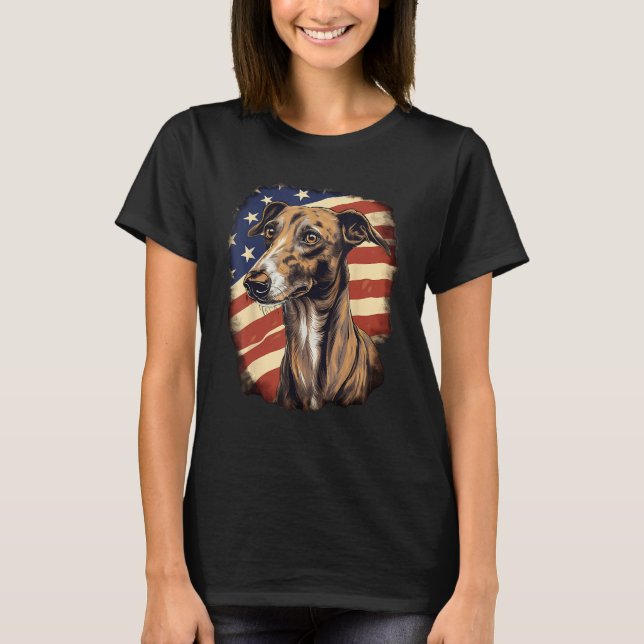 4th Of July US Flag Greyhound Dog 2 T-Shirt (Front)