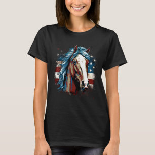 4th Of July US Flag Horse 2 T-Shirt