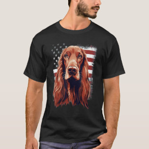 4th Of July US Flag Irish Setter Dog T-Shirt