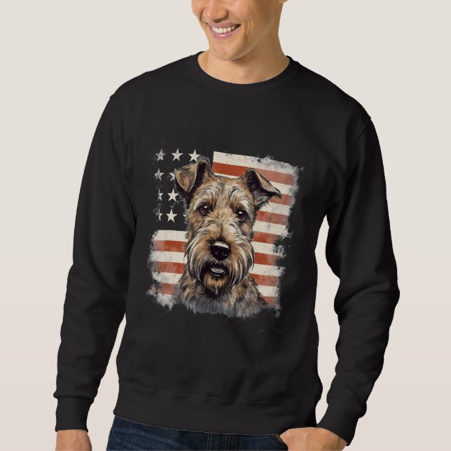 4th Of July US Flag Irish Terrier Dog Sweatshirt (Front)