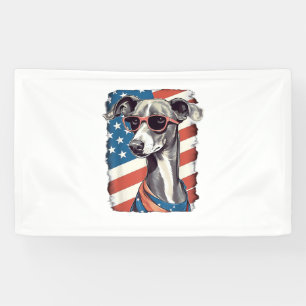 4th Of July US Flag Italian Greyhound Dog Banner