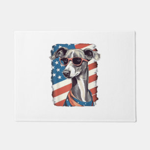 4th Of July US Flag Italian Greyhound Dog Doormat