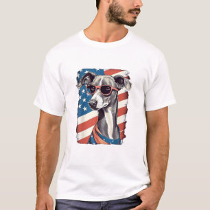 4th Of July US Flag Italian Greyhound Dog  T-Shirt