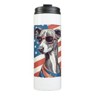 4th Of July US Flag Italian Greyhound Dog  Thermal Tumbler