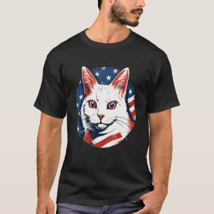 4th Of July US Flag Japanese Bobtail Cat T-Shirt