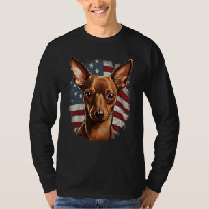 4th Of July US Flag Miniature Pinscher Dog T-Shirt