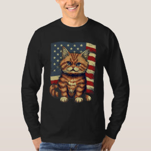 4th Of July US Flag Munchkin Cat T-Shirt