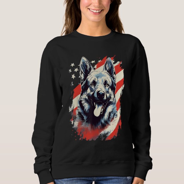 4th Of July US Flag Norwegian Elkhound Dog Sweatshirt (Front)