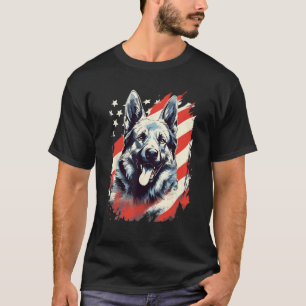 4th Of July US Flag Norwegian Elkhound Dog T-Shirt