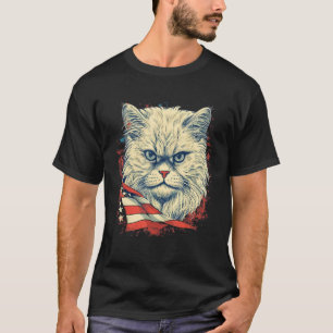 4th Of July US Flag Persian Cat T-Shirt