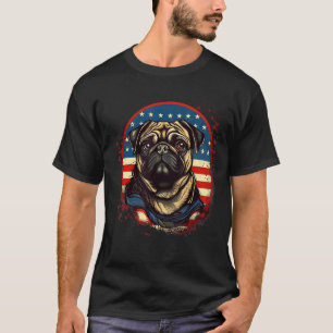4th Of July US Flag Pug Dog 1 T-Shirt