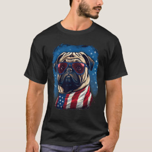 4th Of July US Flag Pug Dog 2 T-Shirt