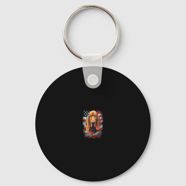 4th Of July US Flag Redbone Coonhound Dog Tank Top Key Ring (Front)