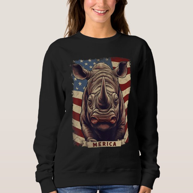 4th Of July US Flag Rhino Sweatshirt (Front)