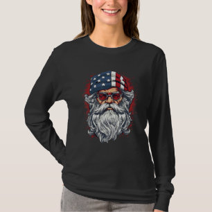 4th Of July US Flag Santa Claus 3 T-Shirt