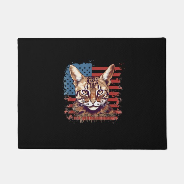 4th Of July US Flag Savannah Cat Doormat (Front)